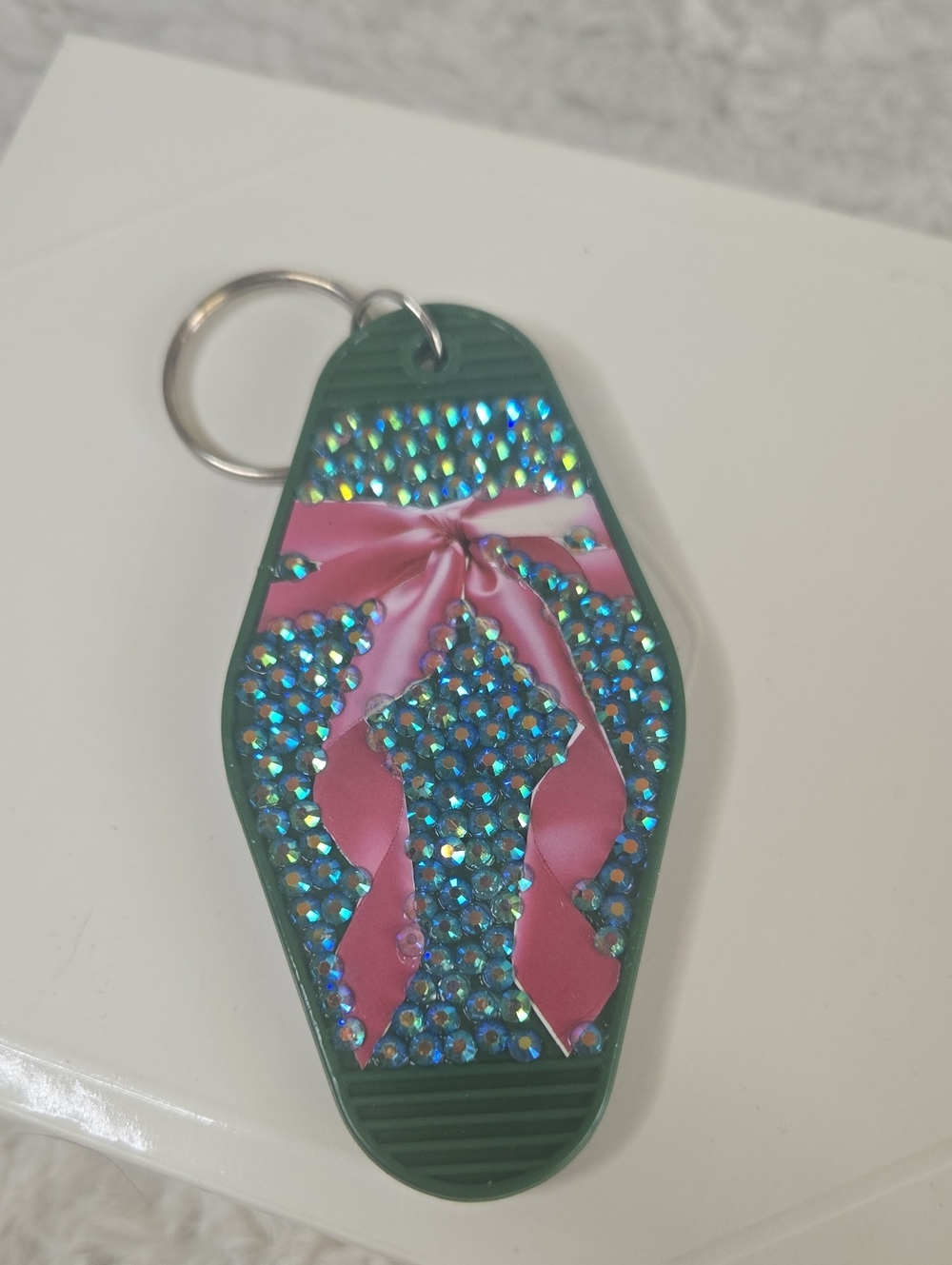 Handmade Green Rhinestone Keychain - "Keys to the Shit Show" - Picture 2 of 2